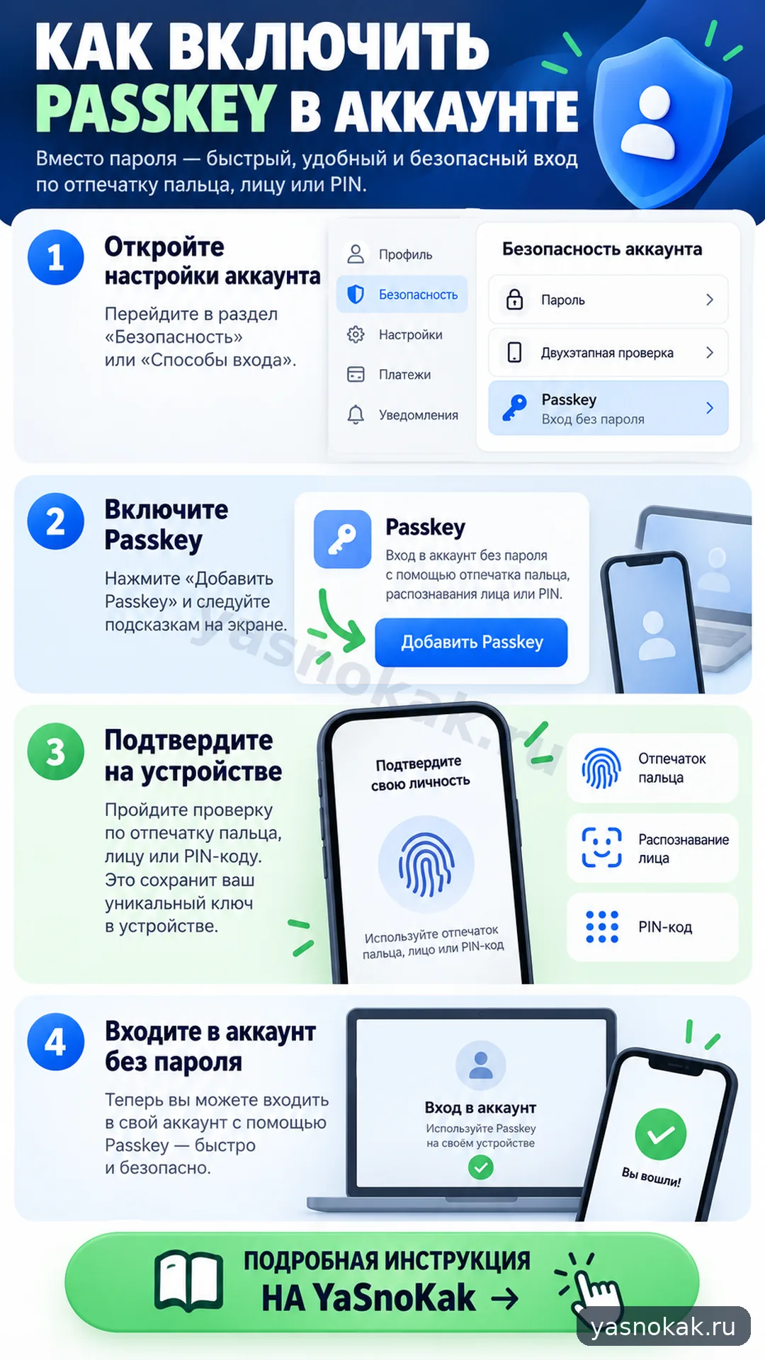 Схема: Включите passkey в аккаунте