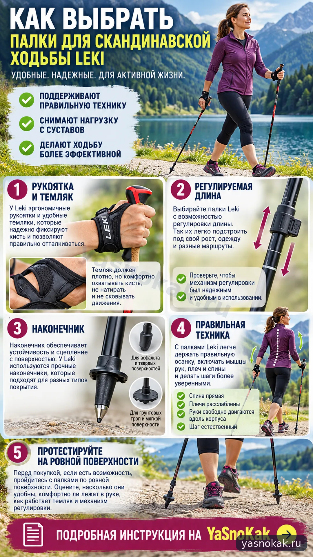 Схема: Выберите палки Leki для скандинавской ходьбы