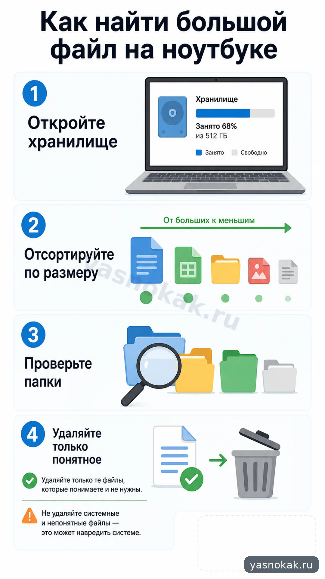 Схема: Как найти большой файл на ноутбуке