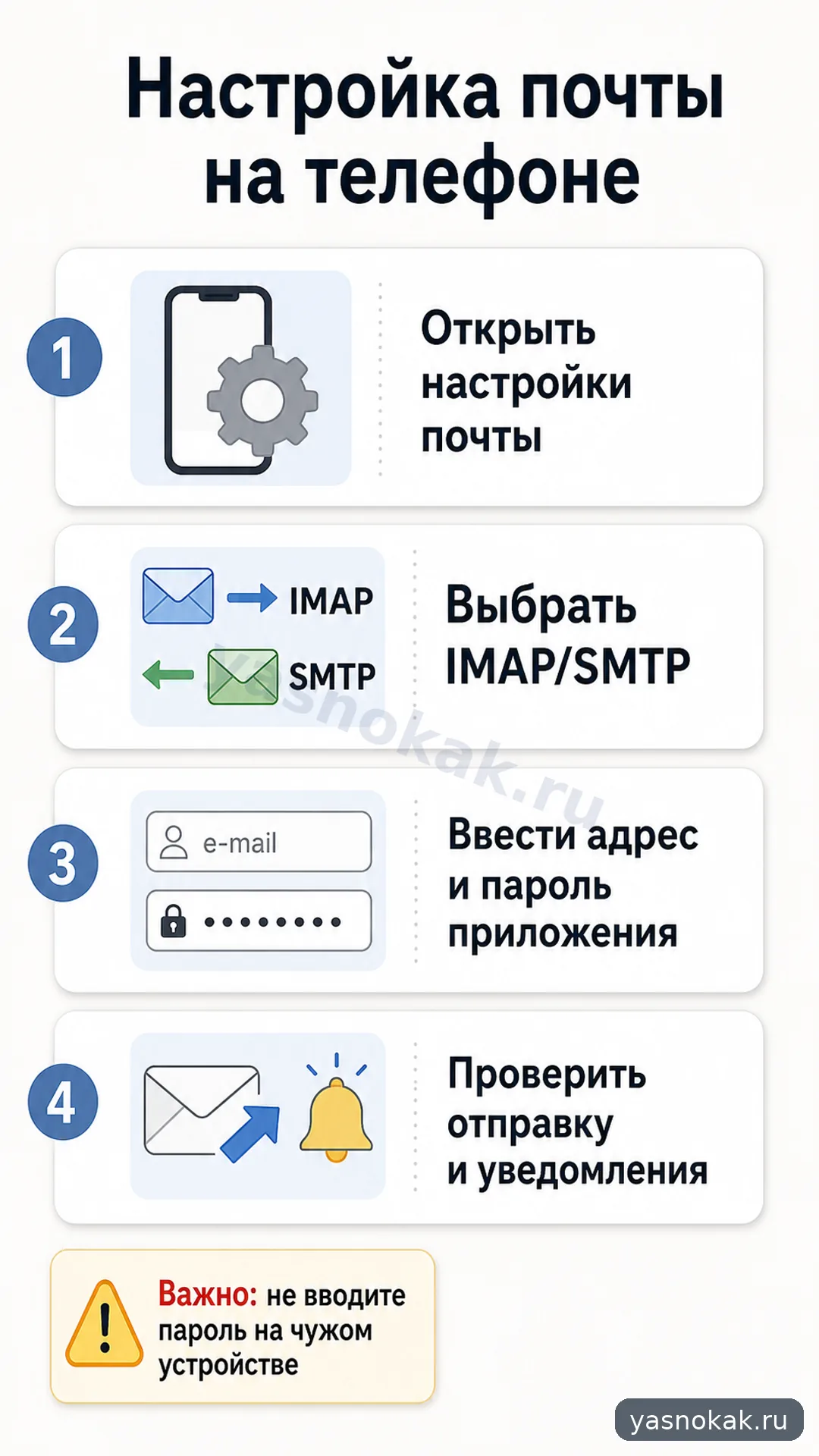 Схема: Как настроить электронную почту на телефоне