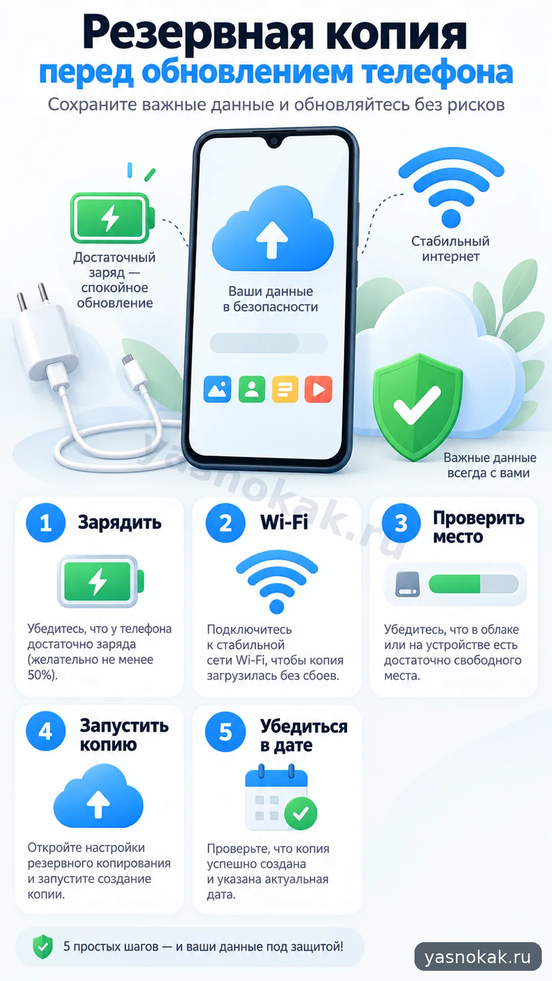 Схема: Как настроить резервное копирование перед обновлением телефона
