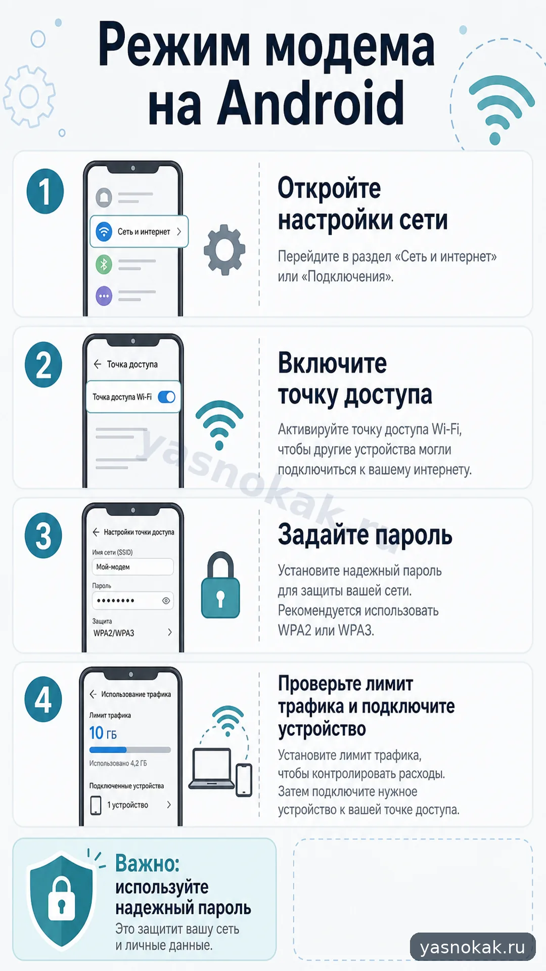 Схема: Как настроить режим модема на Android