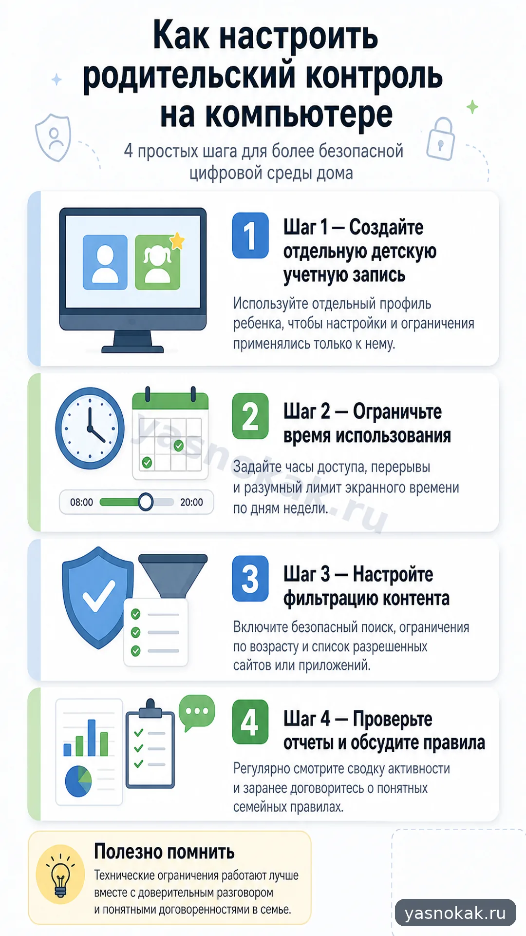 Схема: Как настроить родительский контроль на компьютере