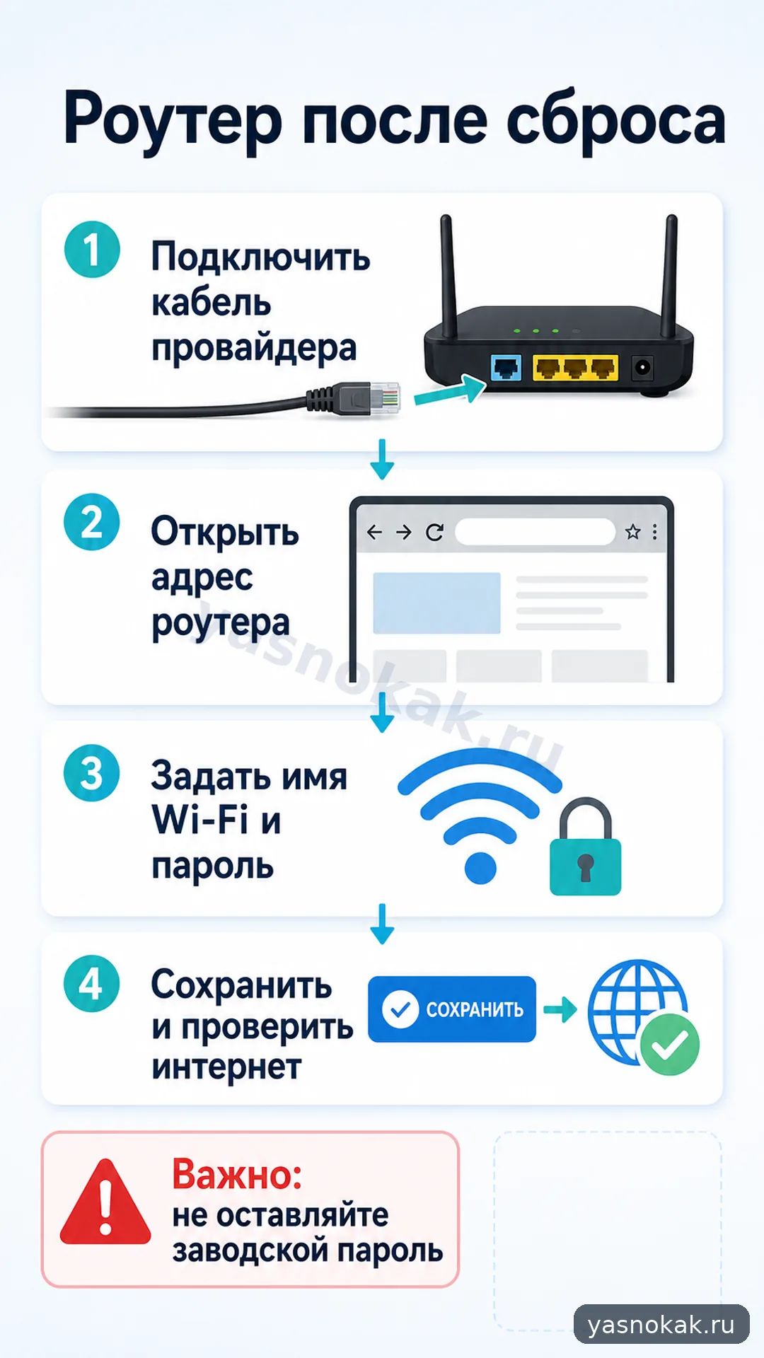 Схема: Как настроить роутер после сброса
