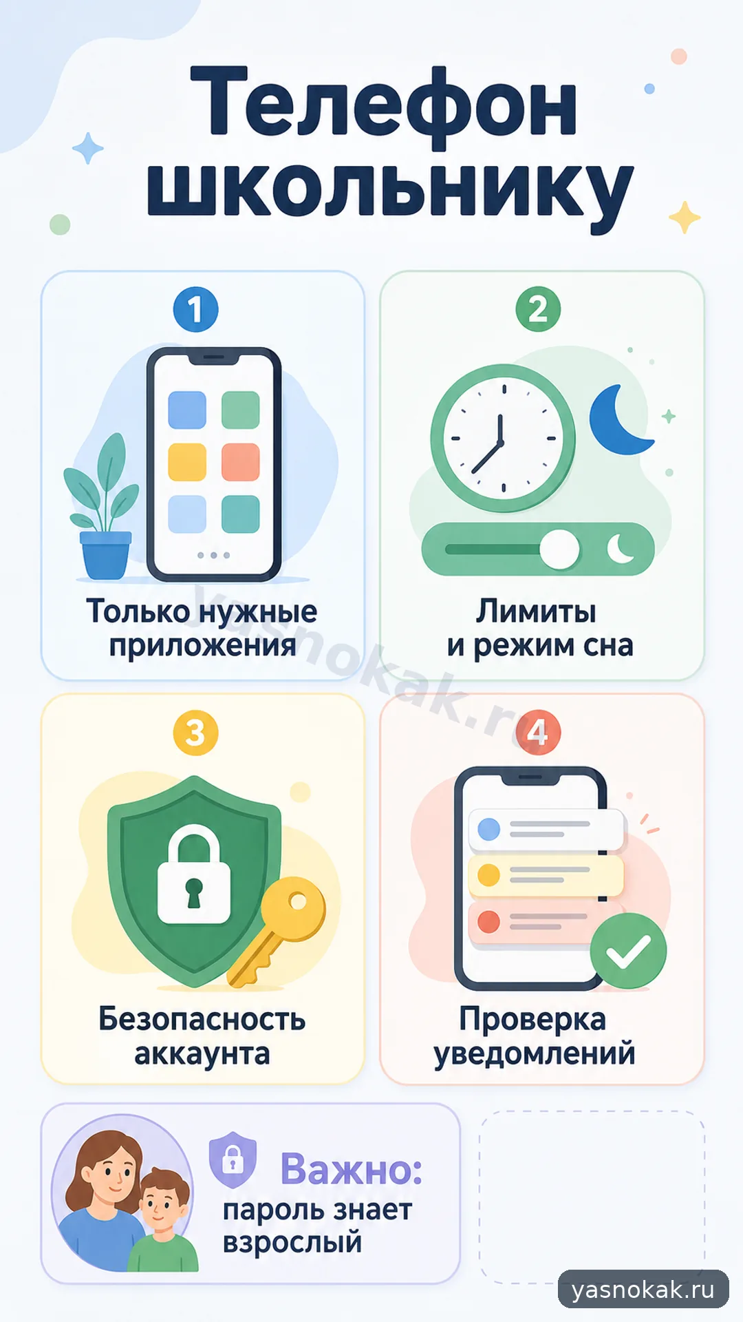 Схема: Как настроить телефон школьнику без лишних приложений