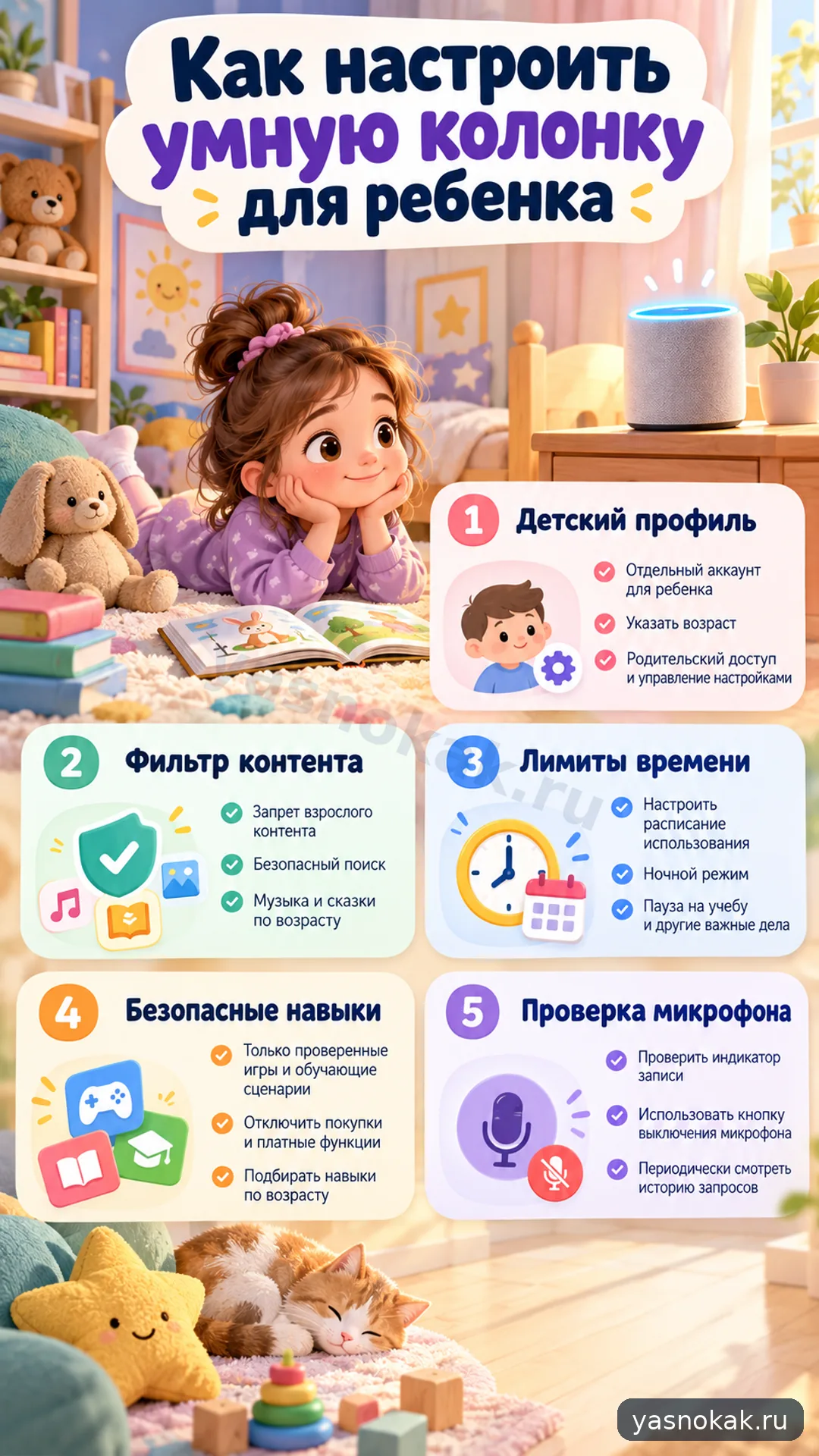 Схема: Как настроить умную колонку для ребенка