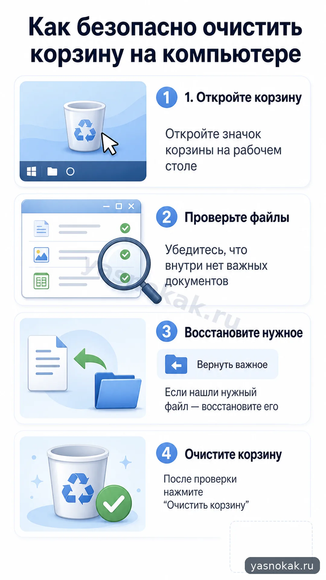 Схема: Как очистить корзину на компьютере безопасно