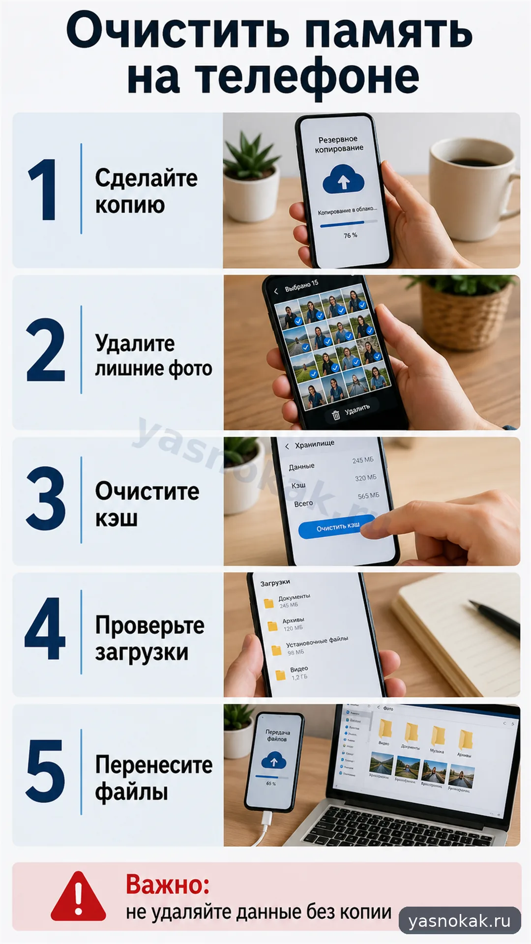 Схема: Как очистить память на телефоне