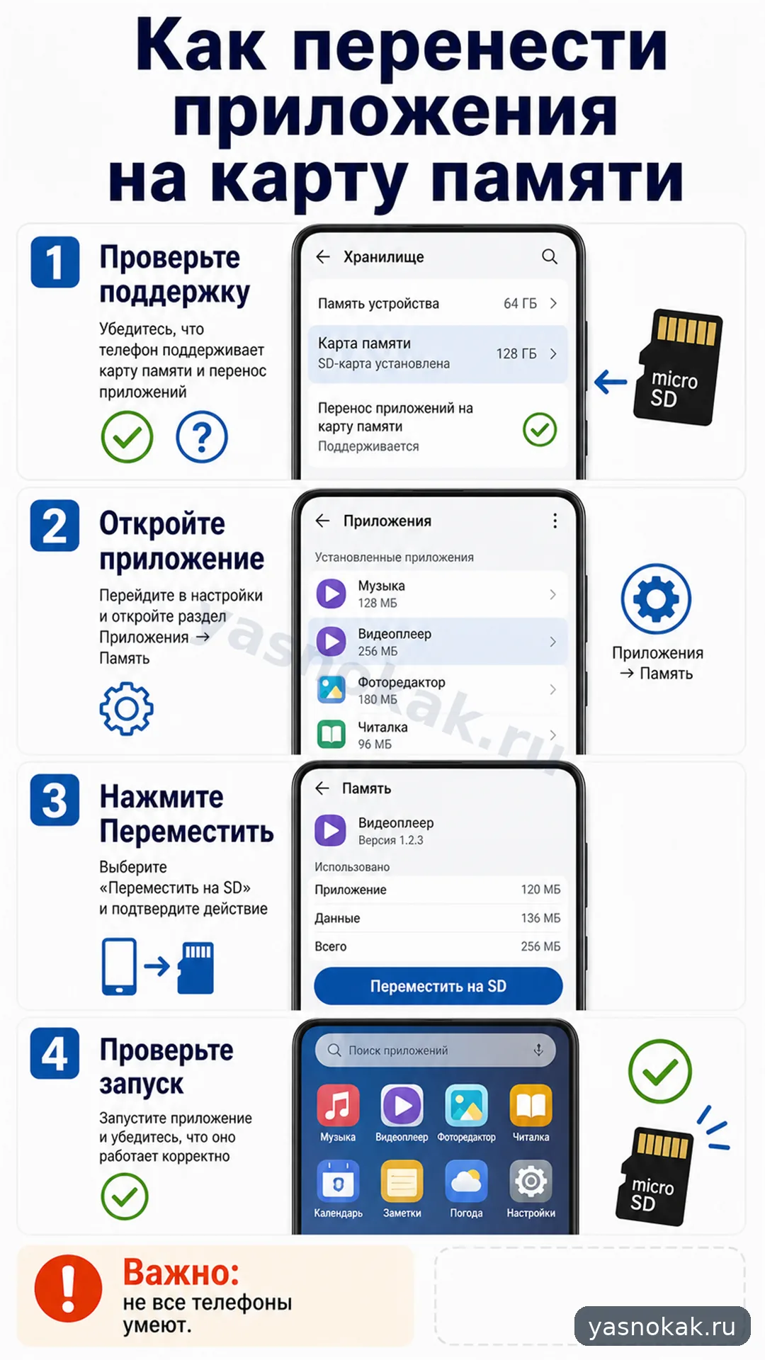 Схема: Как перенести приложения на карту памяти