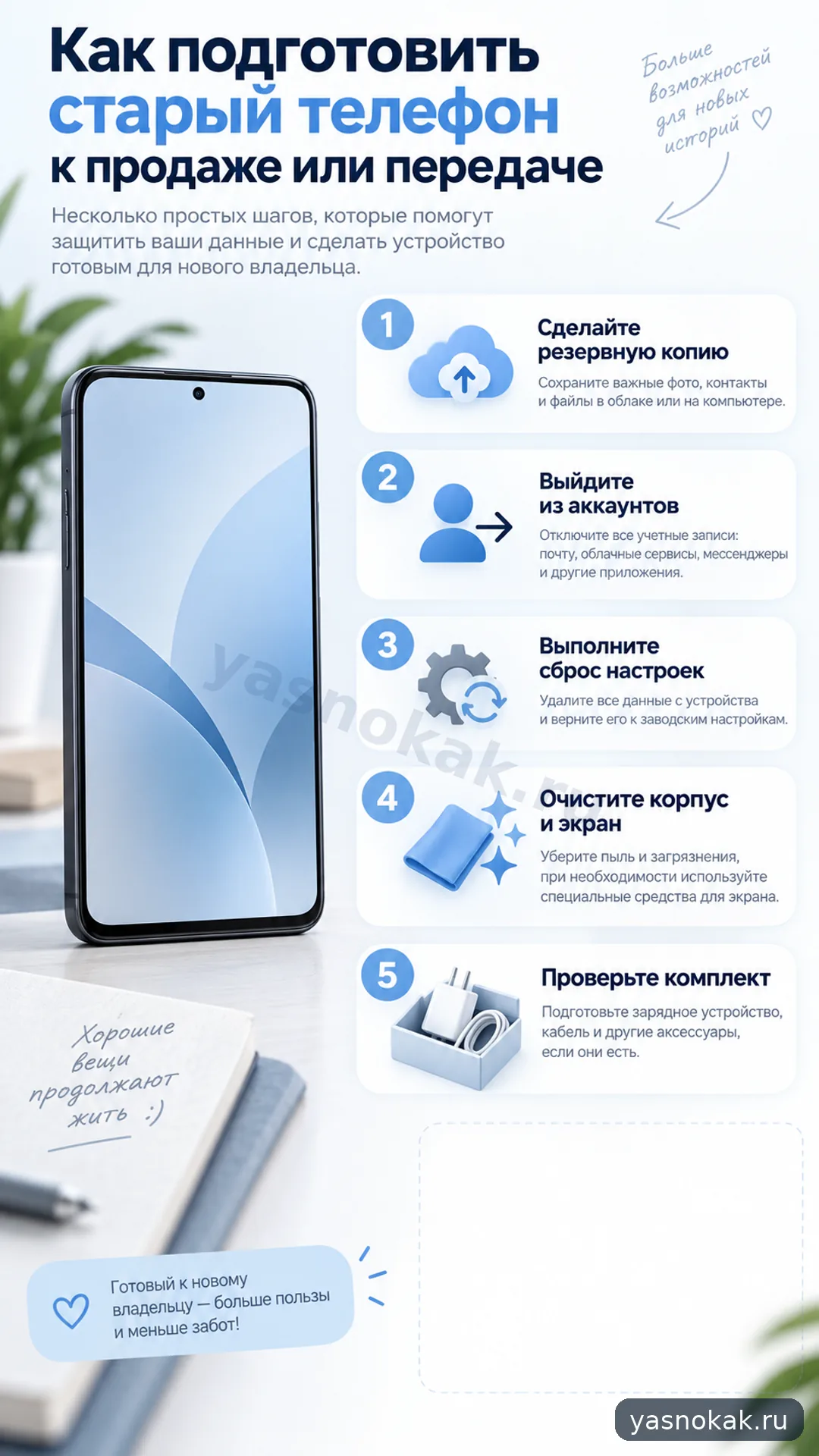 Схема: Как подготовить старый телефон к продаже или передаче
