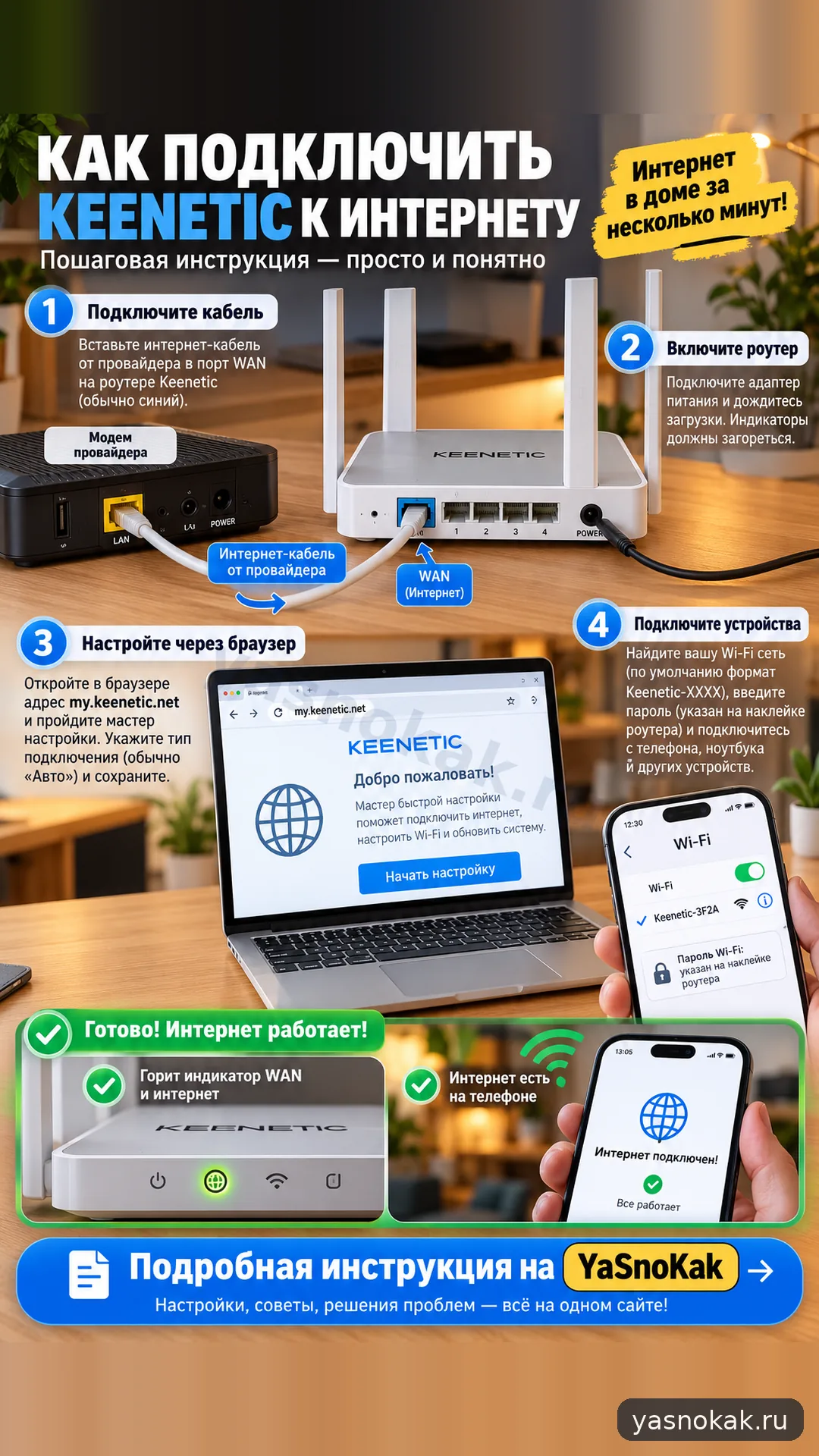 Схема: Как подключить роутер Keenetic к интернету