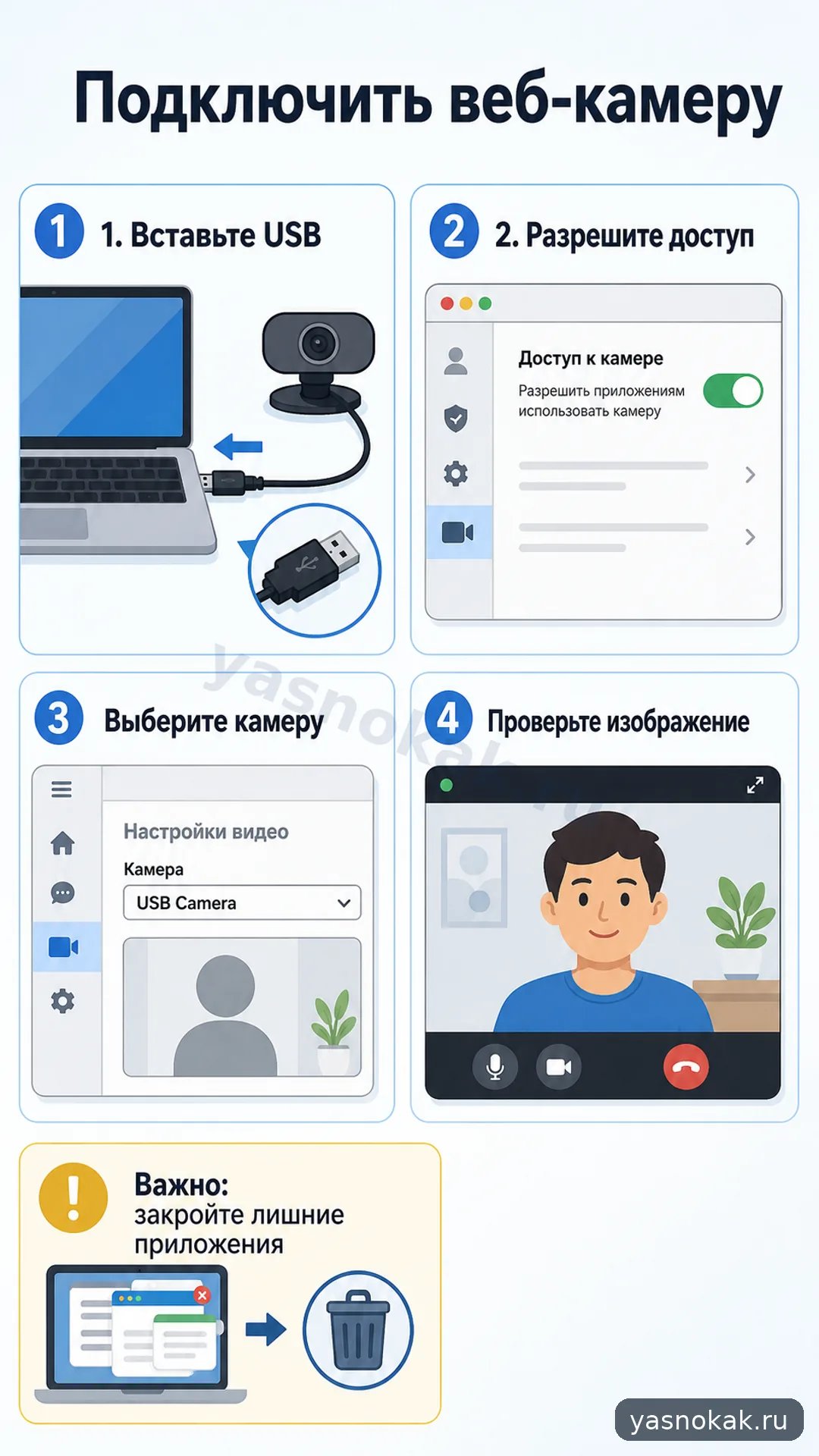 Схема: Как подключить веб-камеру к компьютеру