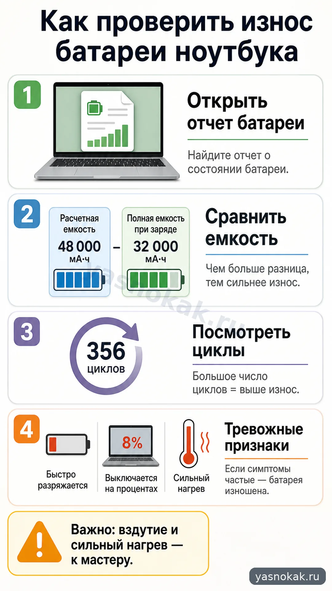 Схема: Как проверить износ батареи ноутбука