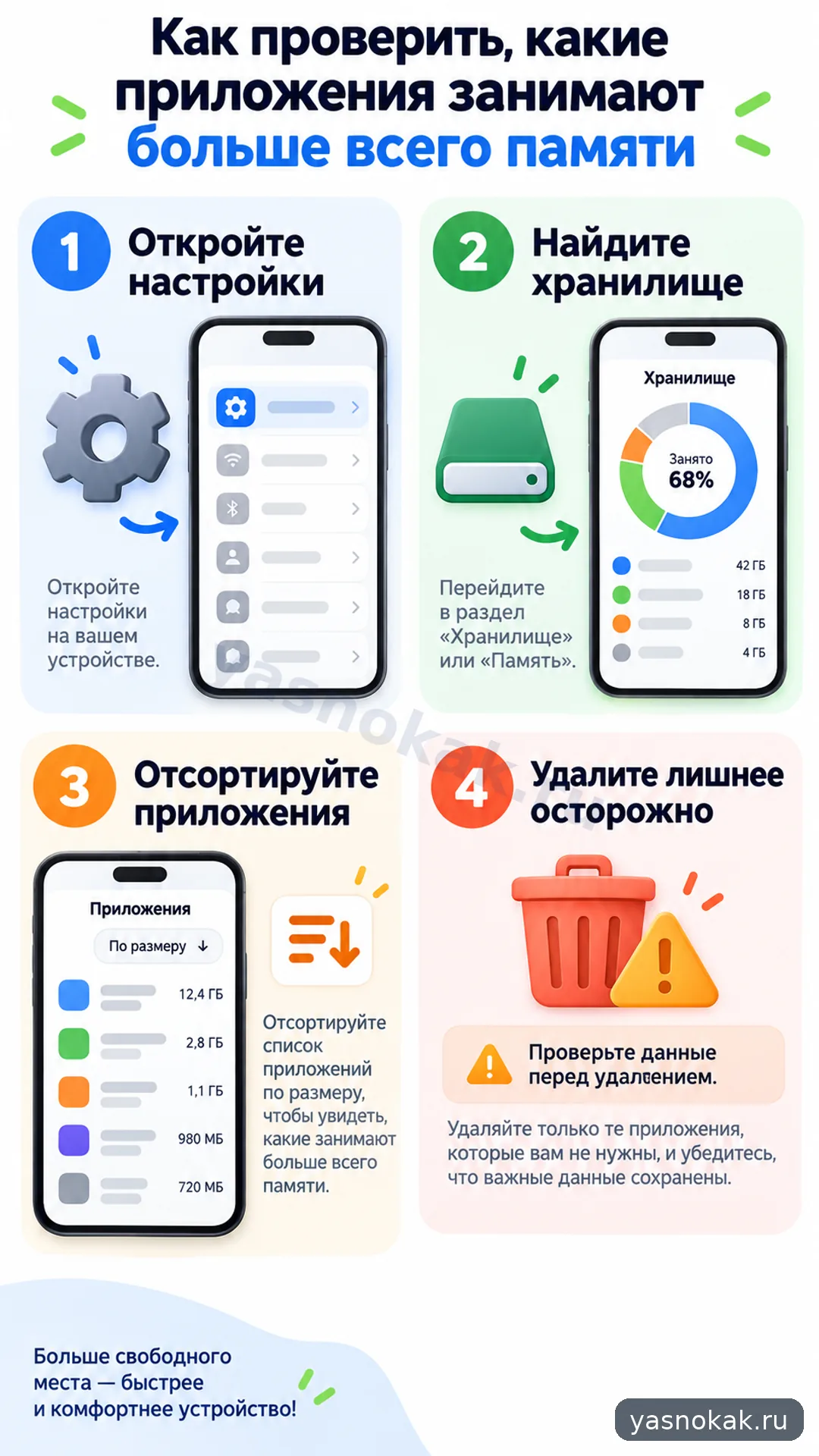 Схема: Как проверить, какие приложения занимают больше всего памяти