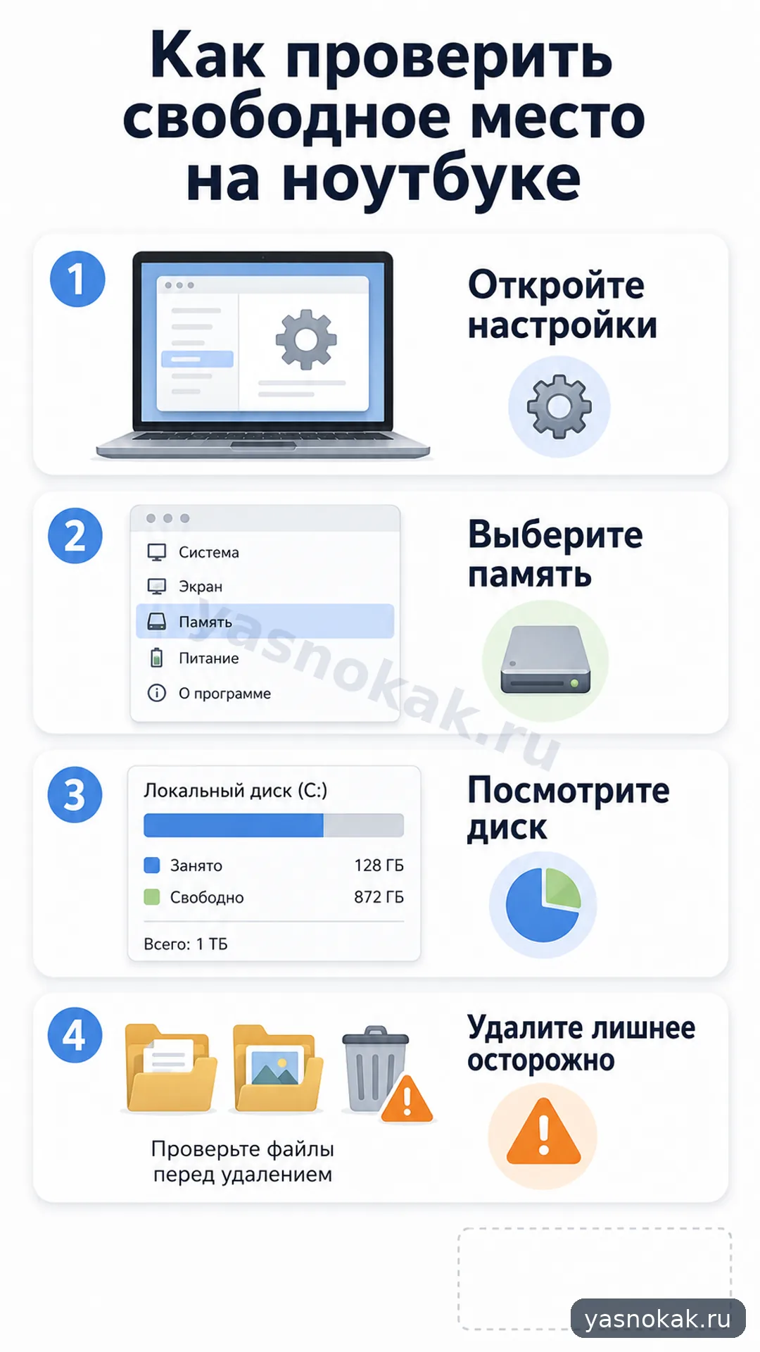 Схема: Как проверить свободное место на ноутбуке