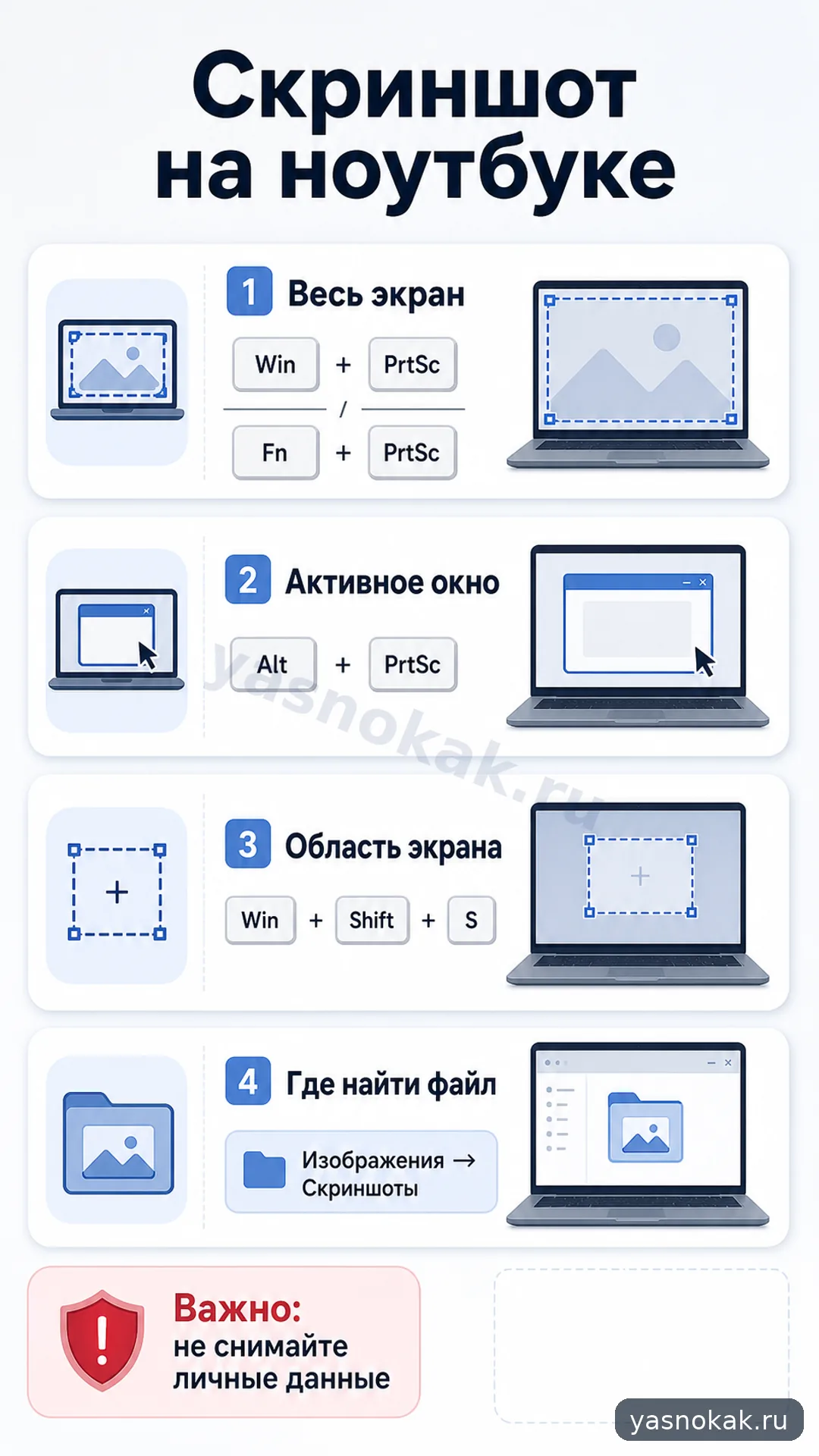 Схема: Как сделать скриншот на ноутбуке
