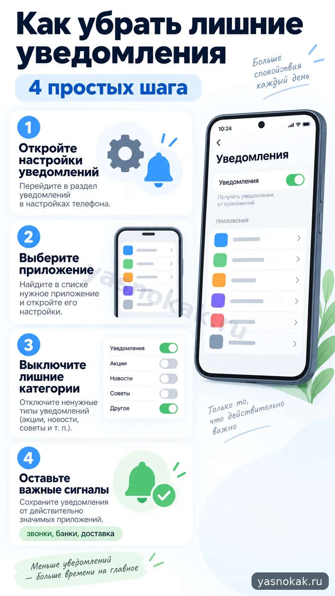 Схема: Как убрать лишние уведомления от приложений