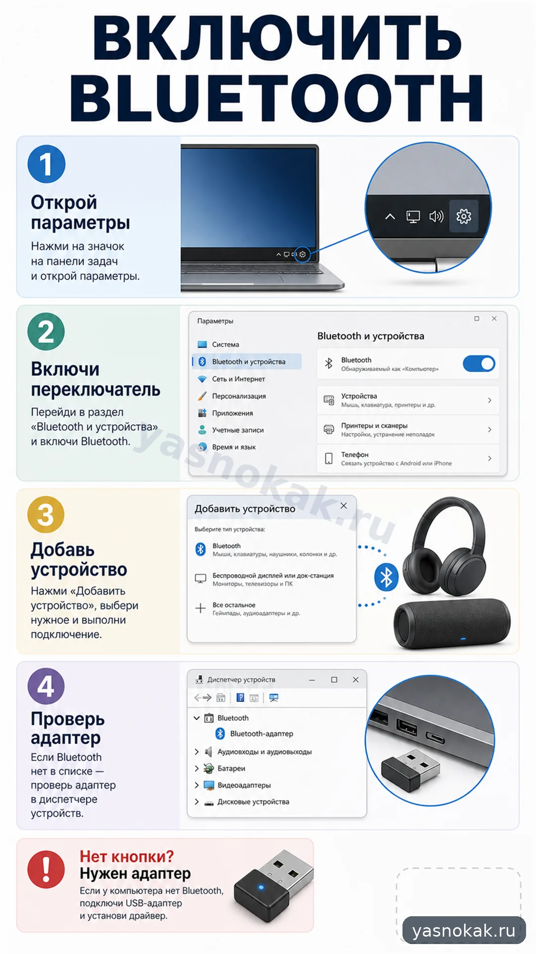 Схема: Как включить Bluetooth на компьютере