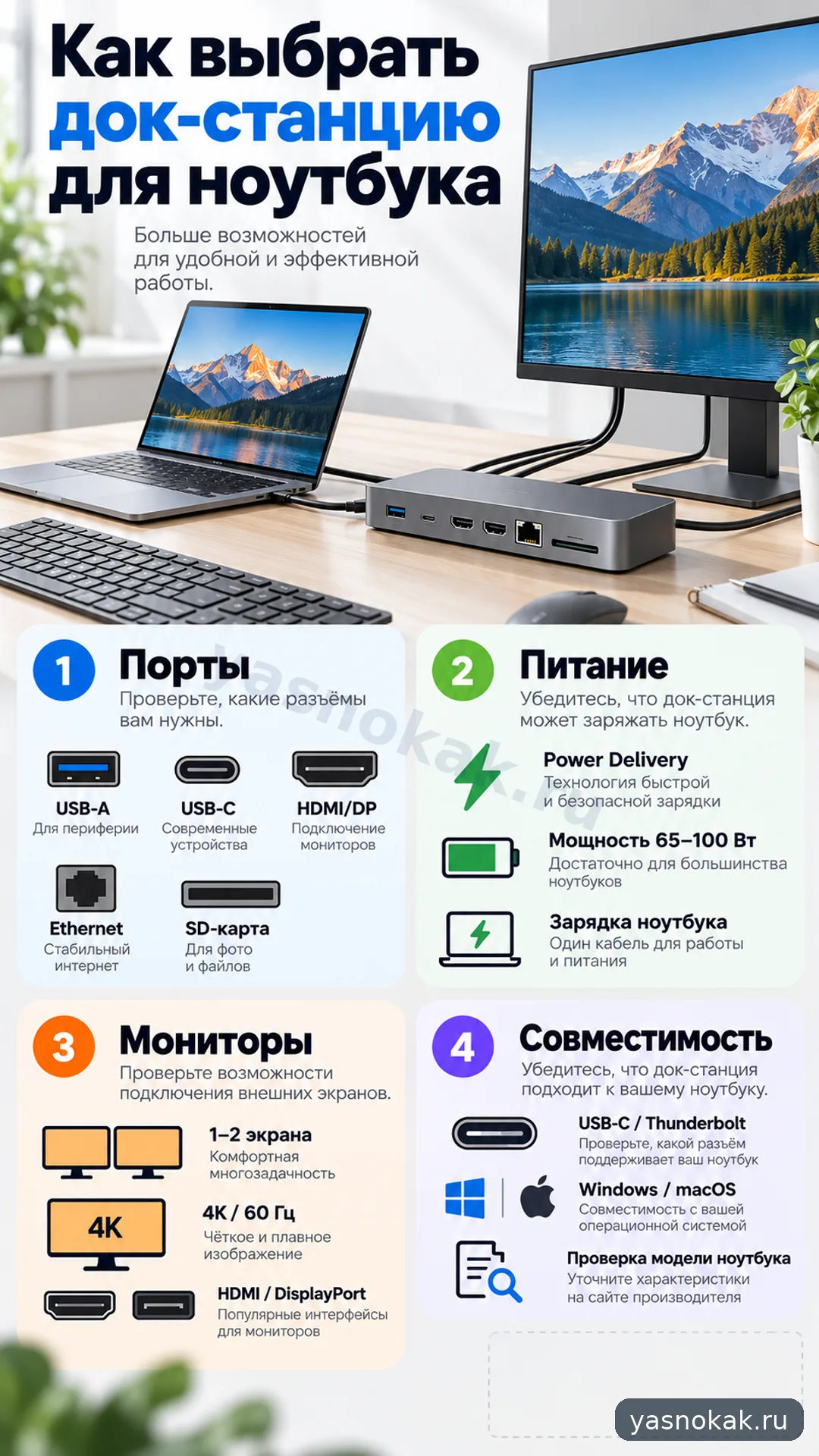 Схема: Как выбрать док-станцию для ноутбука