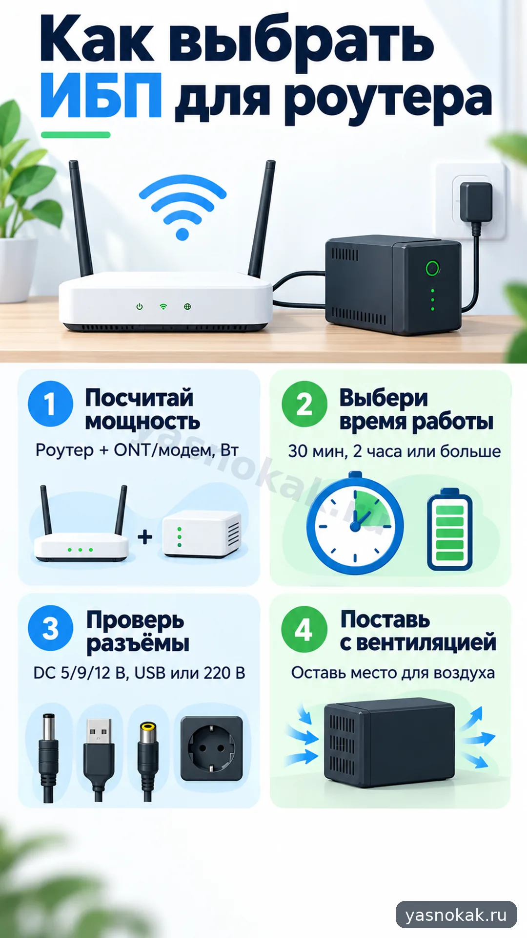 Схема: Как выбрать ИБП для роутера