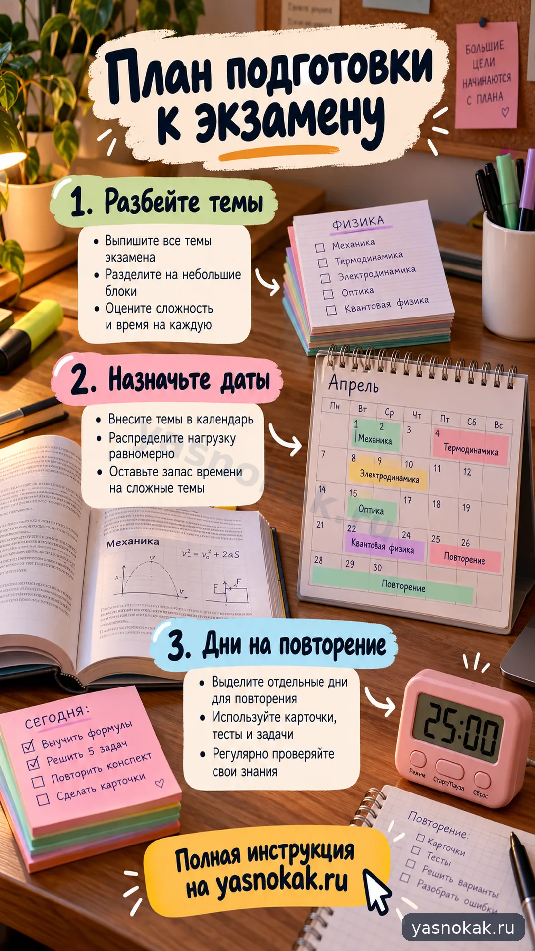 Схема: Как составить план подготовки к экзамену