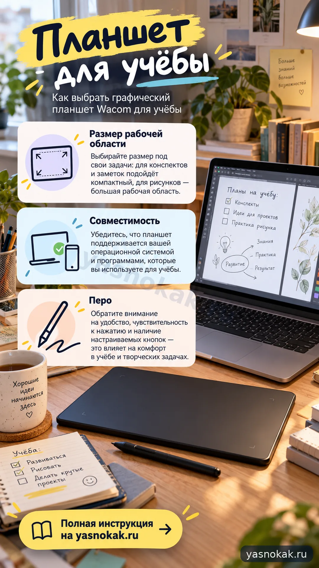 Схема: Как выбрать графический планшет Wacom для учёбы
